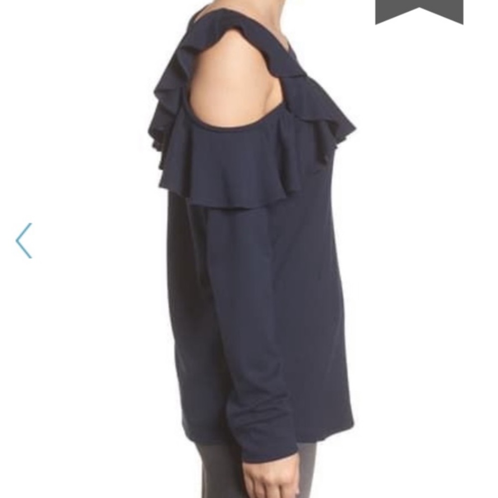 HALOGEN Cold Shoulder Ruffle Sweater - Picture 13 of 15